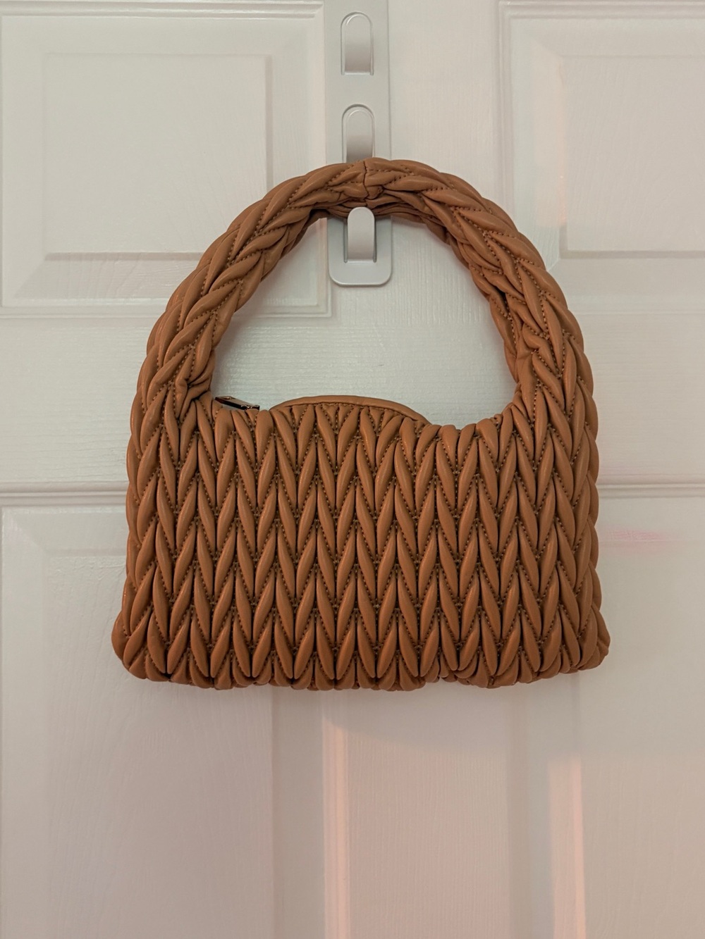 Braided Tan Shoulder Bag - Women's Fashion Handbag